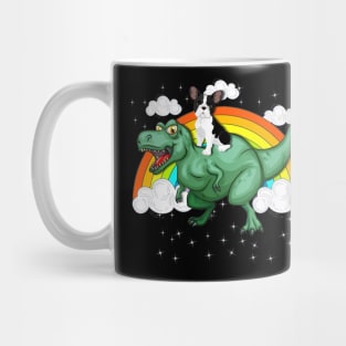 T Rex Dinosaur Riding French Bulldogs Mug